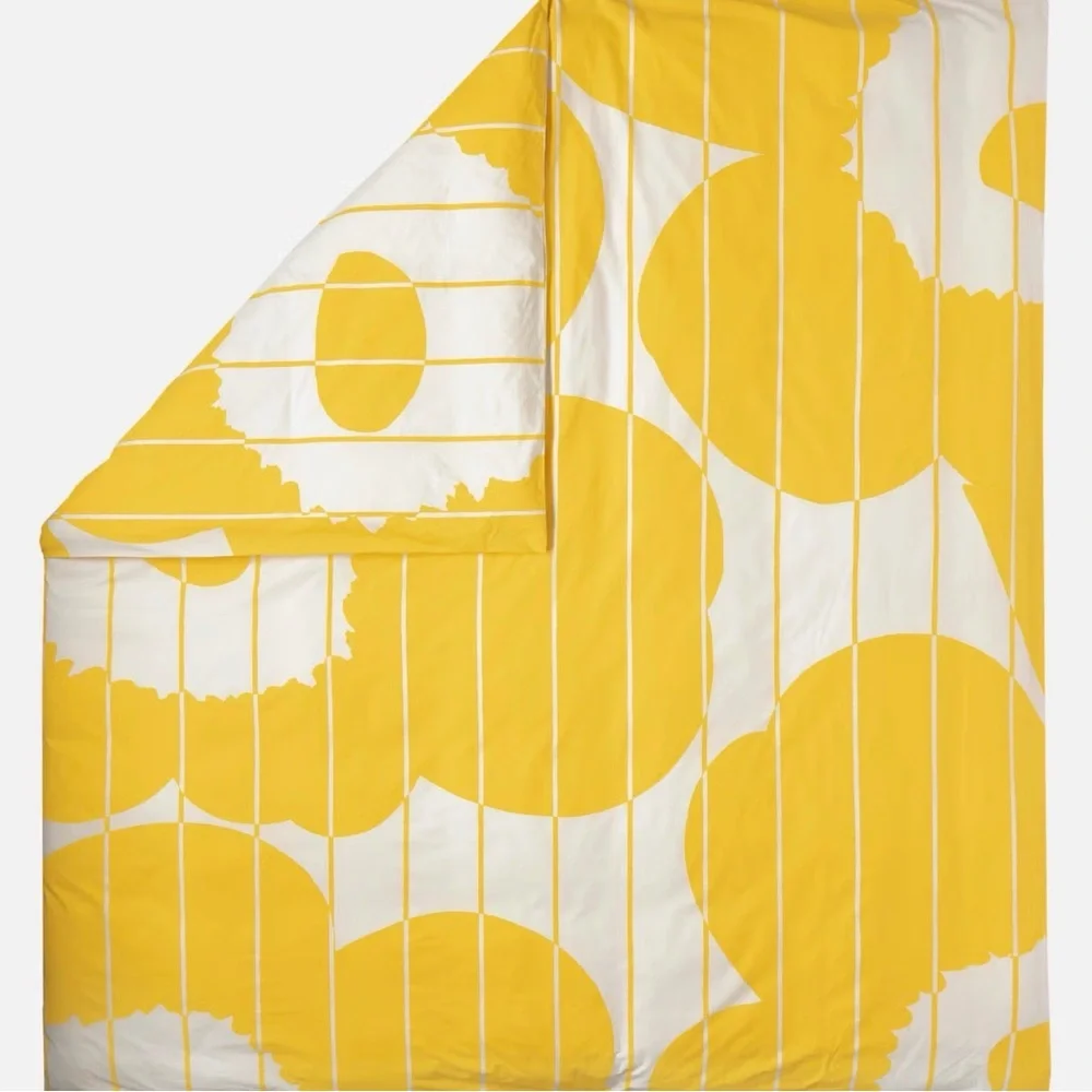 ReturneMarimekko Yellow and White Duvet Cover Queen w/2 shams FREE SHIP No offer